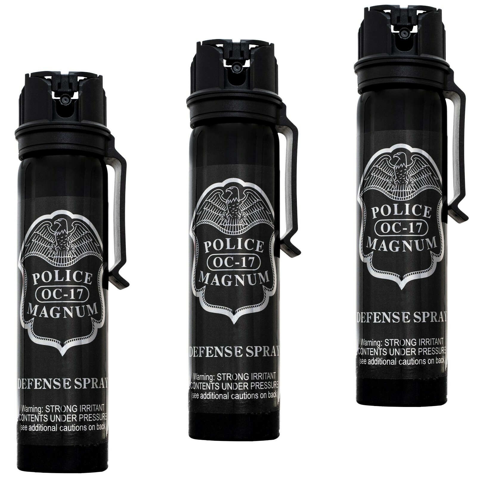 3 POLICE MAGNUM Pepper Spray Self Defense 5oz Flip Top Belt Clip Stream Security
