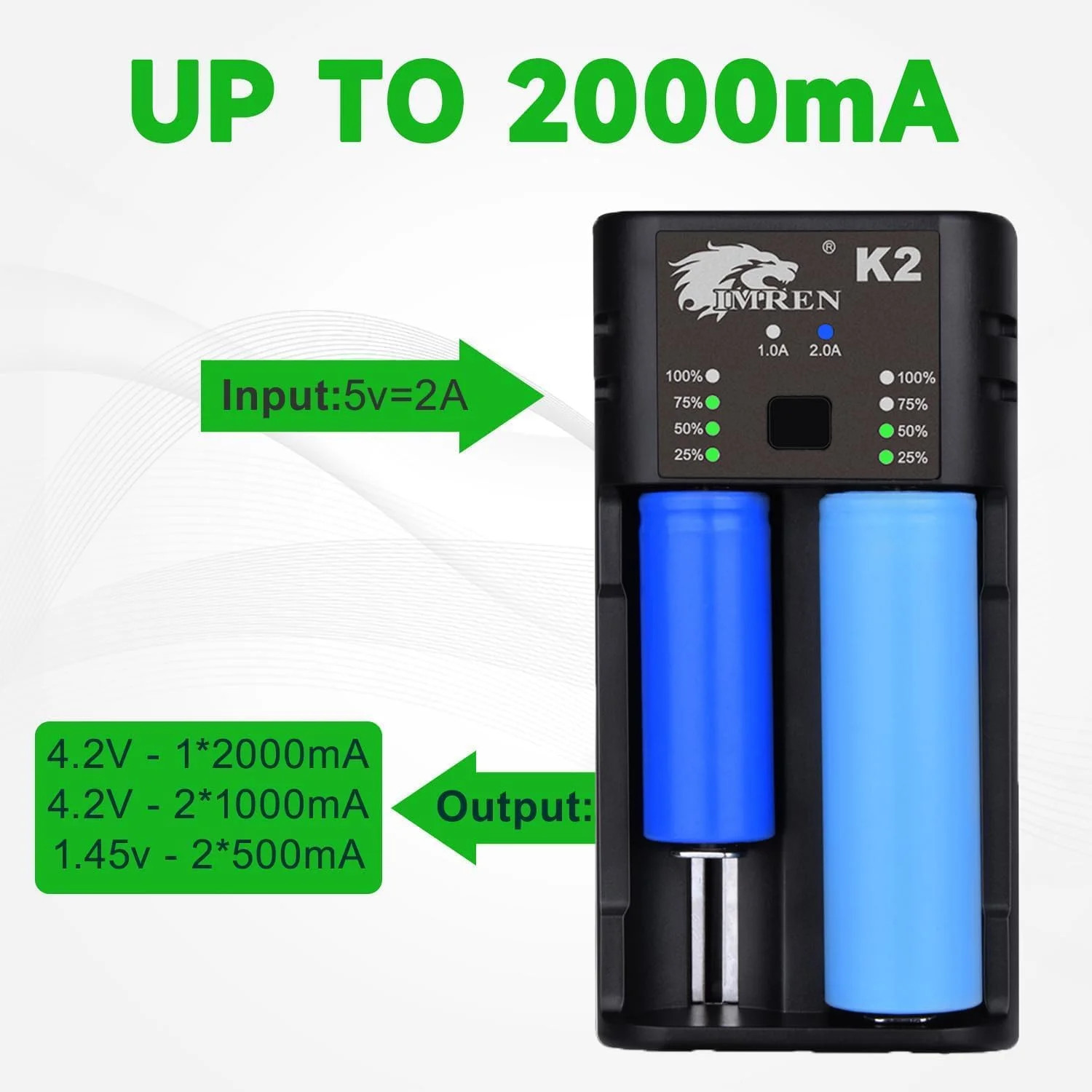 IMREN 26650 10400 Battery Charger, 3.7V Li-ion Batteries Charger for 18650 10440