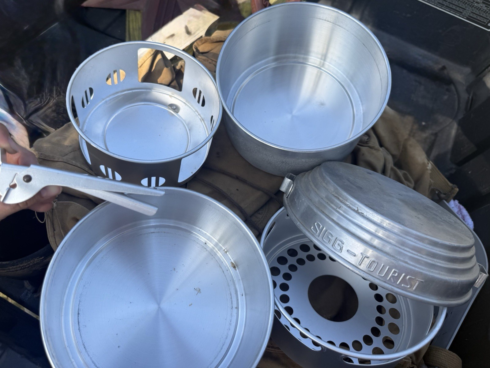 VTG Sigg Tourist Swiss Camping Gear Pots Handle Pan Hiking Nesting Aluminum Set