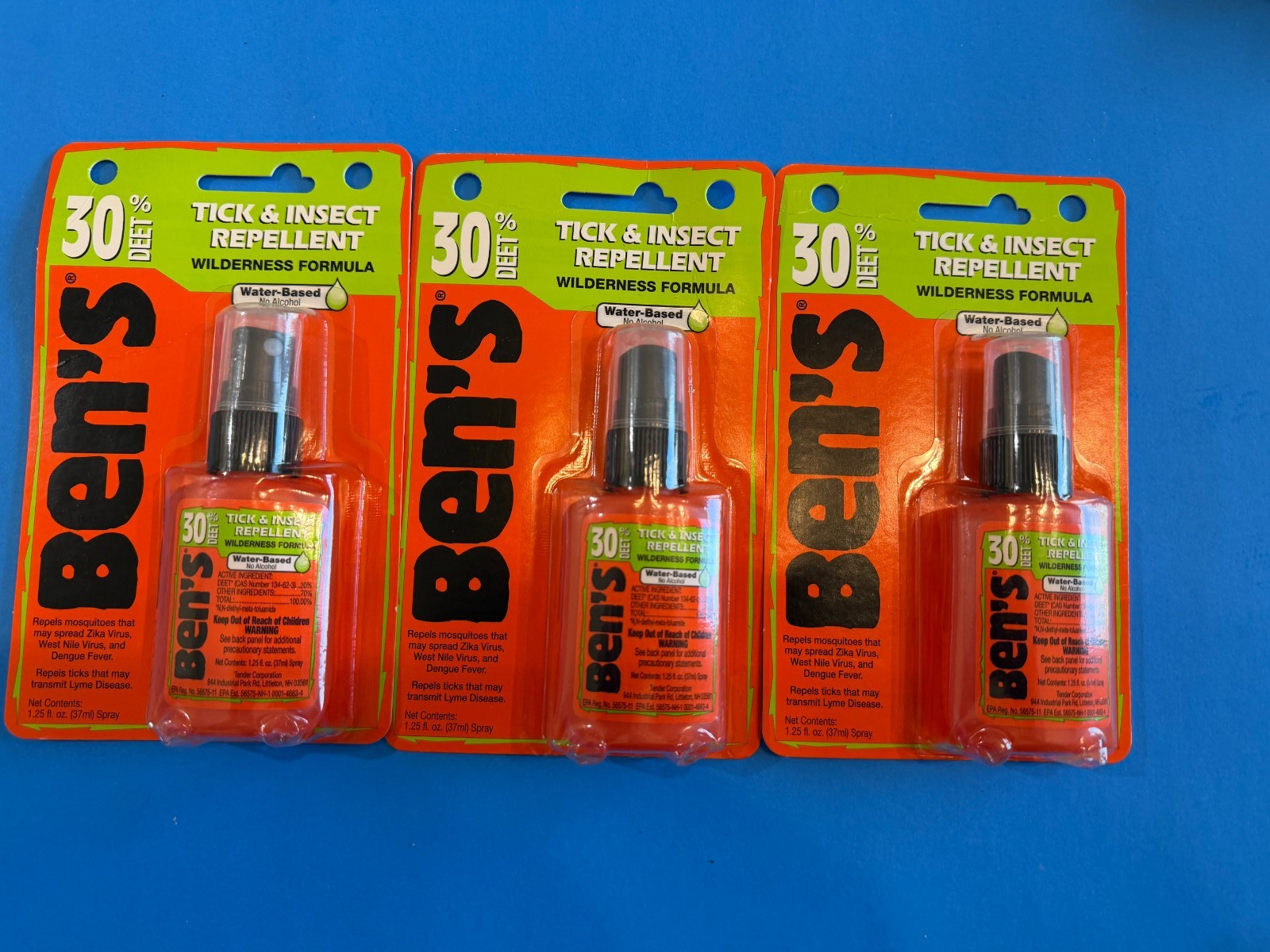 3-pBen’s Tick & Insect Repellent With 30% DEET 1.25 fl oz Pump Bottle H2O Based
