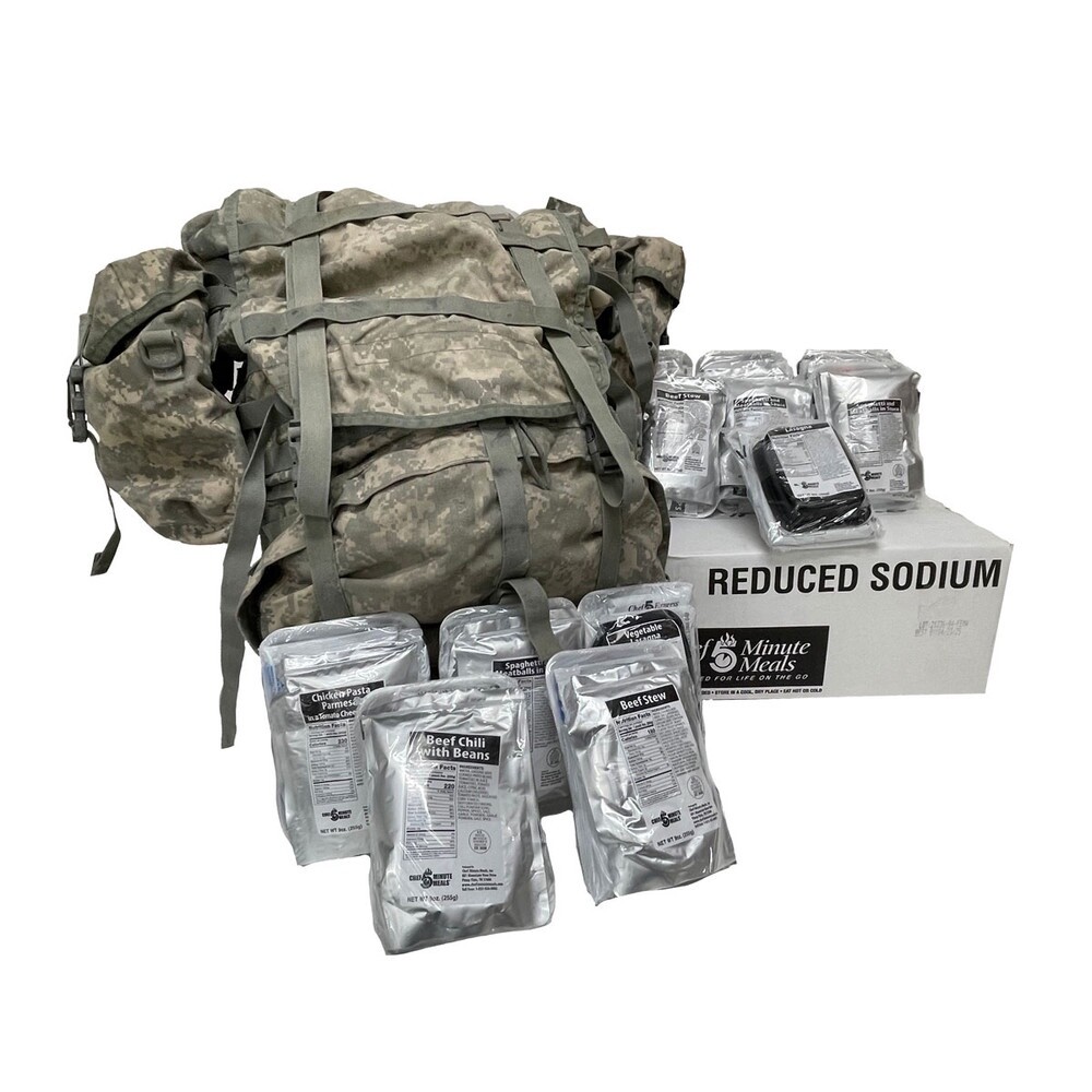 Rucksack w/Frame MOLLE II ACU Digital – 1 CASE Insp Date 2025 5 Minute Meals