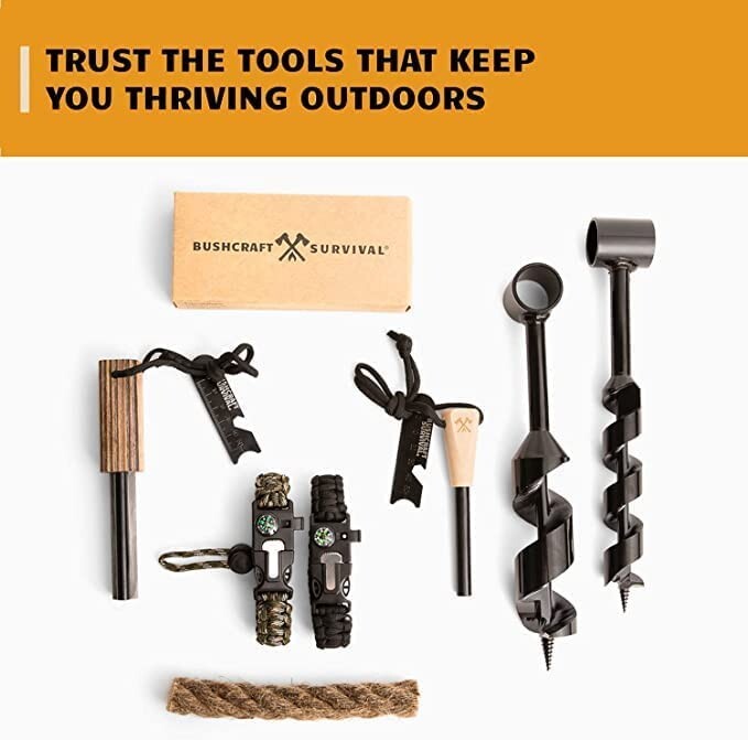 BUSHCRAFT SURVIVAL 1 PACK – Fire Starter Tinder Rope and Bellows
