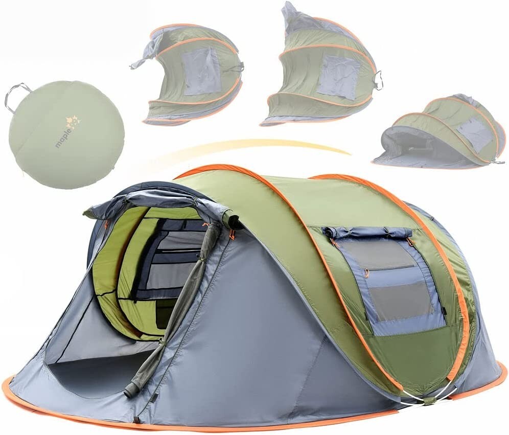 Camping Tent – 4-Person Easy Pop Up Tent with 2 Doors – UPF50+ Waterproof