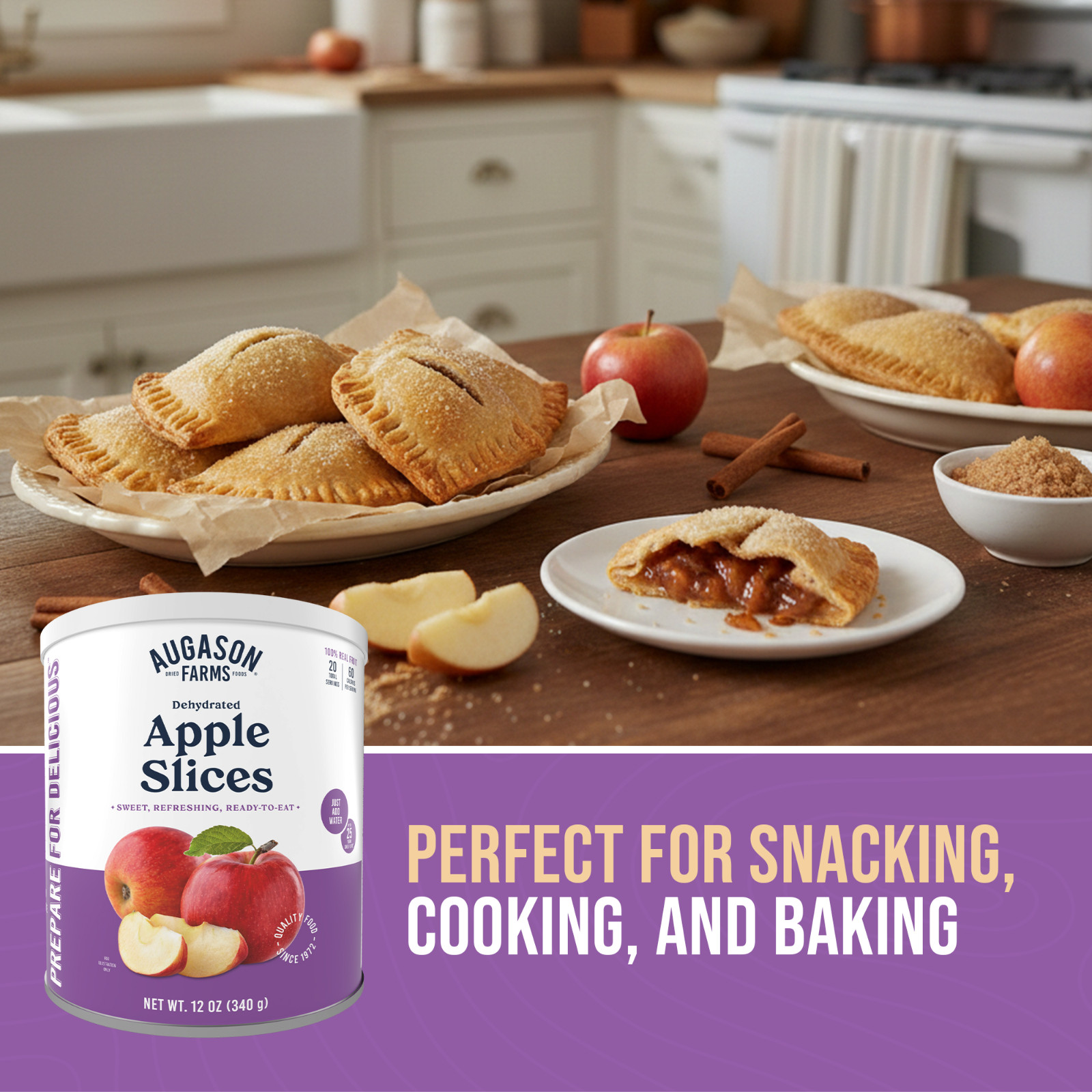 Augason Farms Dehydrated Apple Slices Can – Gluten Free Survival Food with Long