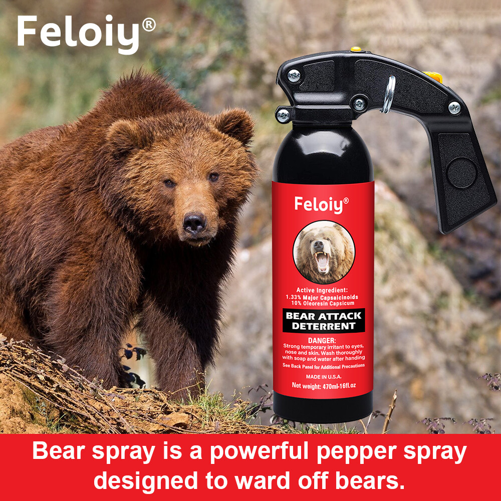 2 Pack Feloiy Bear Repellant Self Defense Spray – 16 oz Bear Attack Deterrent