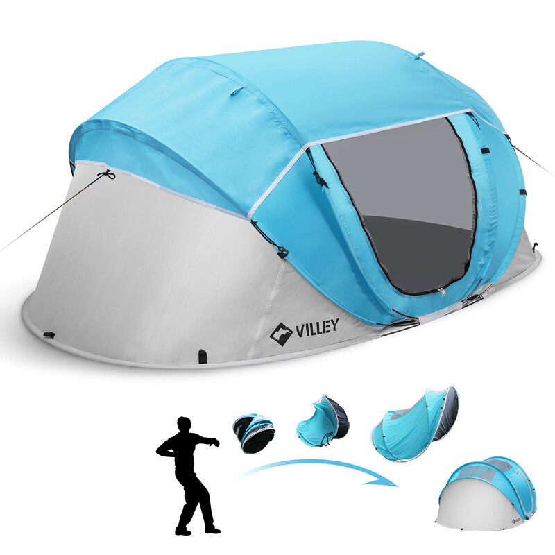 VILLEY 2 Person Pop Up Tent Camping Tent Waterproof Automatic Setup Instant