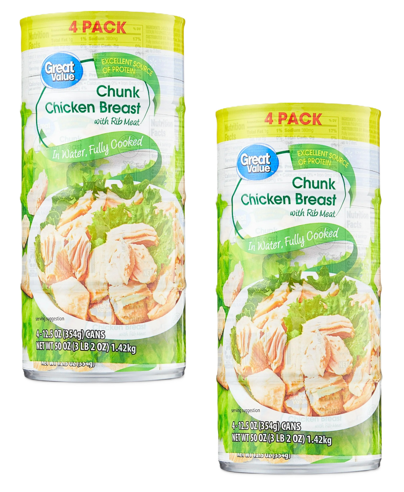 Great Value Chunk Chicken Breast, 12.5 Ounce Can (4 Count) New, 2 Pack