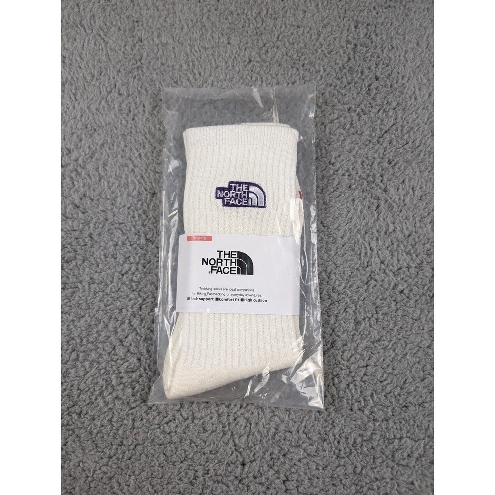 The North Face Crew Socks Mens Large 9-11 White Embroidered Logo Outdoor NWT
