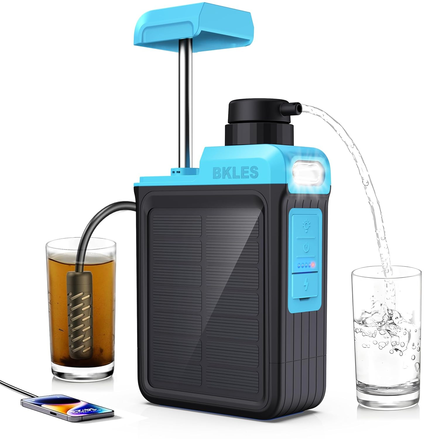 3-In-1 Solar Electric Water Filter with Hand Pump – Camping Water Filtration Sys