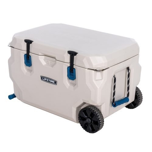 Lifetime 65 Quart High Performance Wheeled Cooler, Pumice Stone / Sea Blue 91259