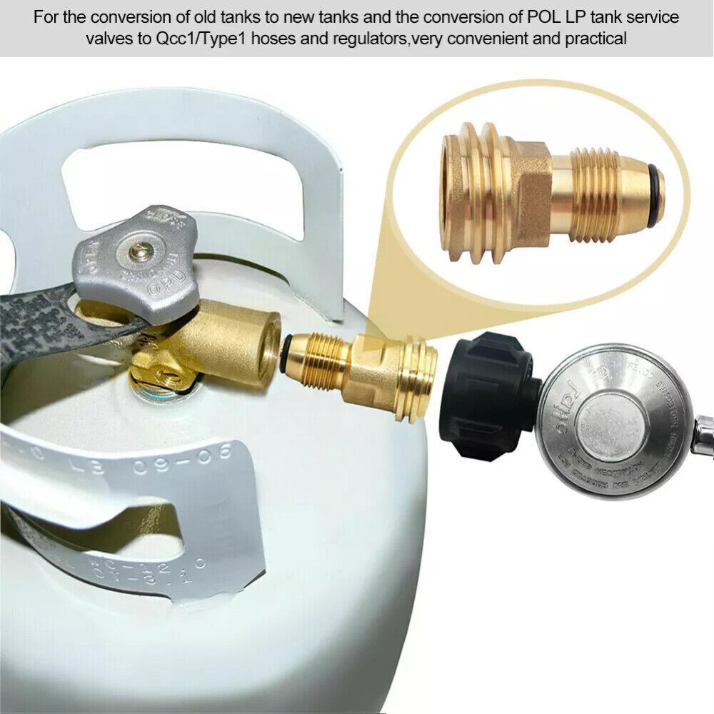 Converts Propane LP Gas Bottle Tank Brass Adapter Valve POL to QCC1 Outlet Parts