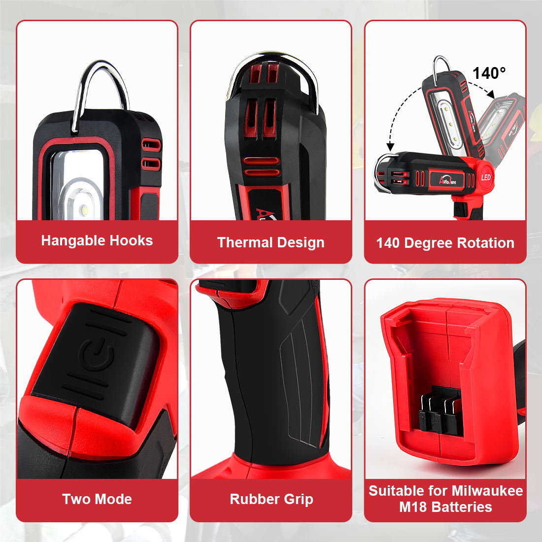 Wireless LED Work Light for Milwaukee M 18 18V Battery w/USB Cordless Outdoor