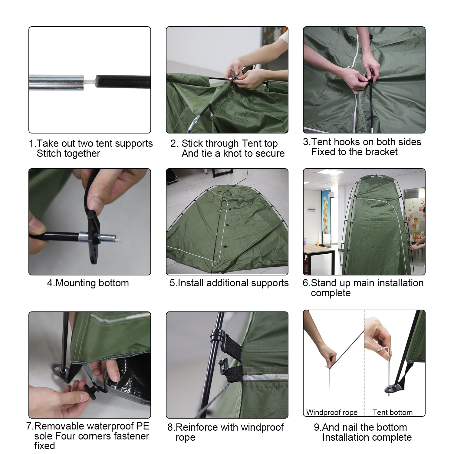 6.9FT Pop Up Privacy Shower Tent Portable Outdoor Shower Tent Camp Toilet +Bag