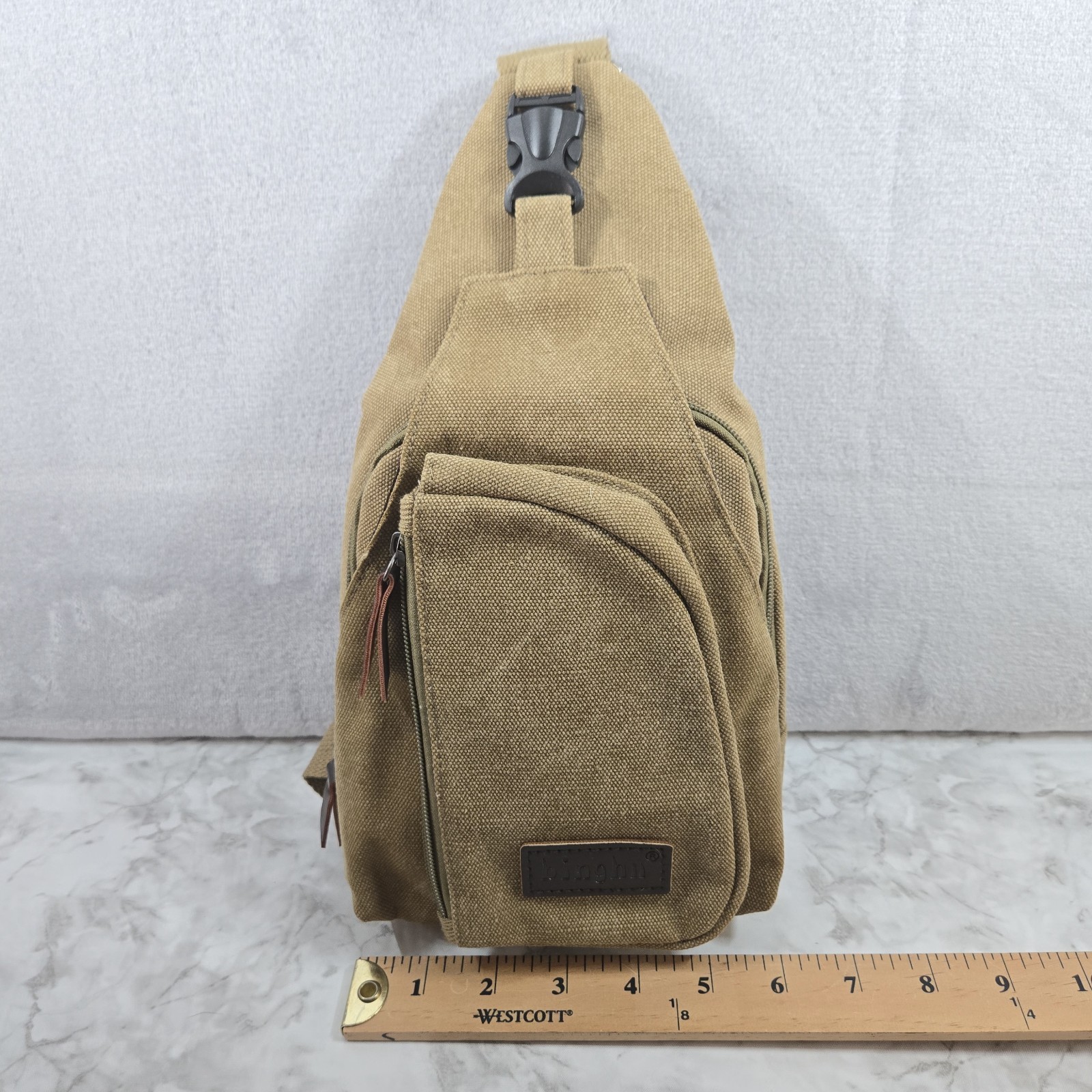 Canvas Sling Bag Over the Shoulder Small Unbranded Tan NIB