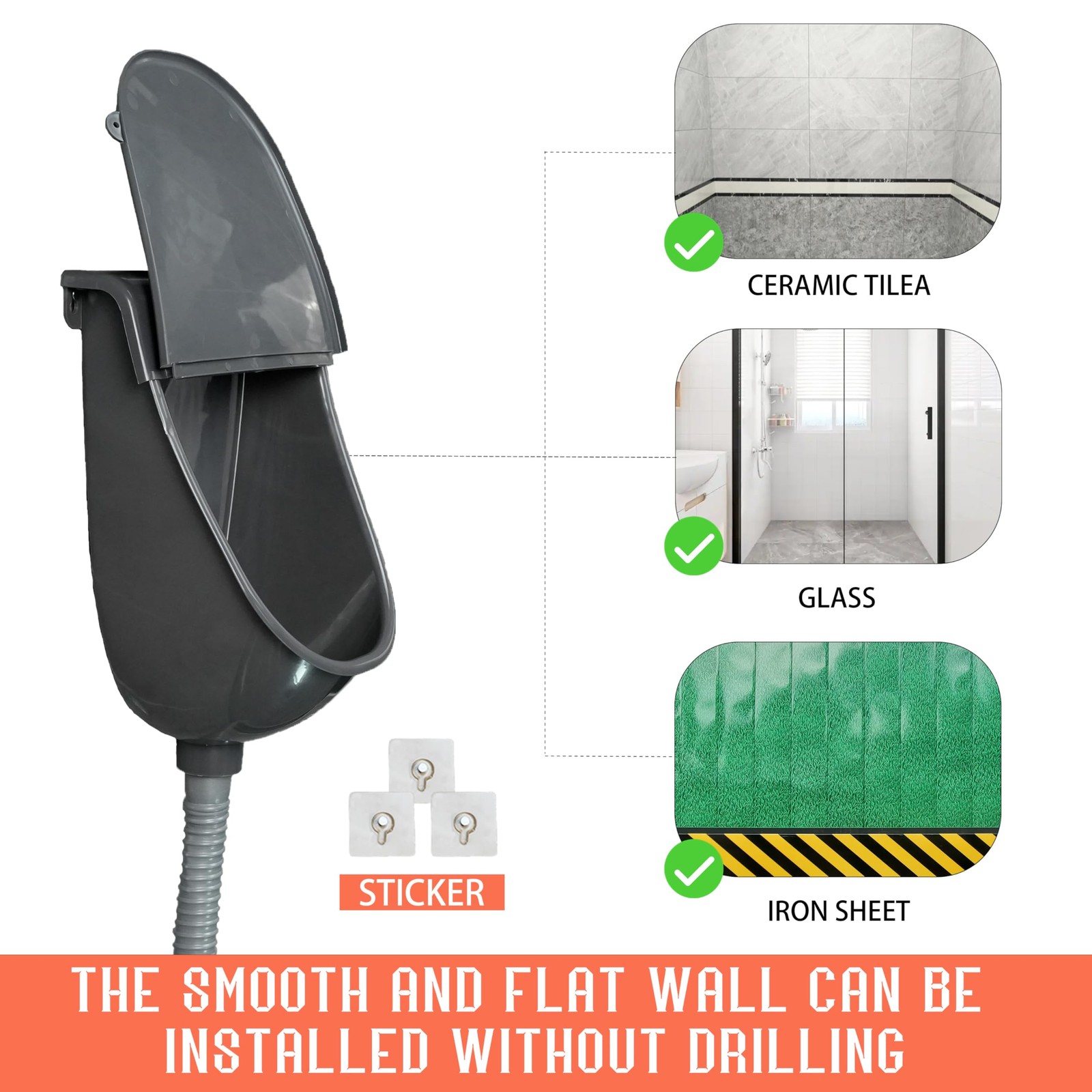 Wall Mounted Commercial Urinal With Cover Bathroom Washout Urinal for Men Pla…