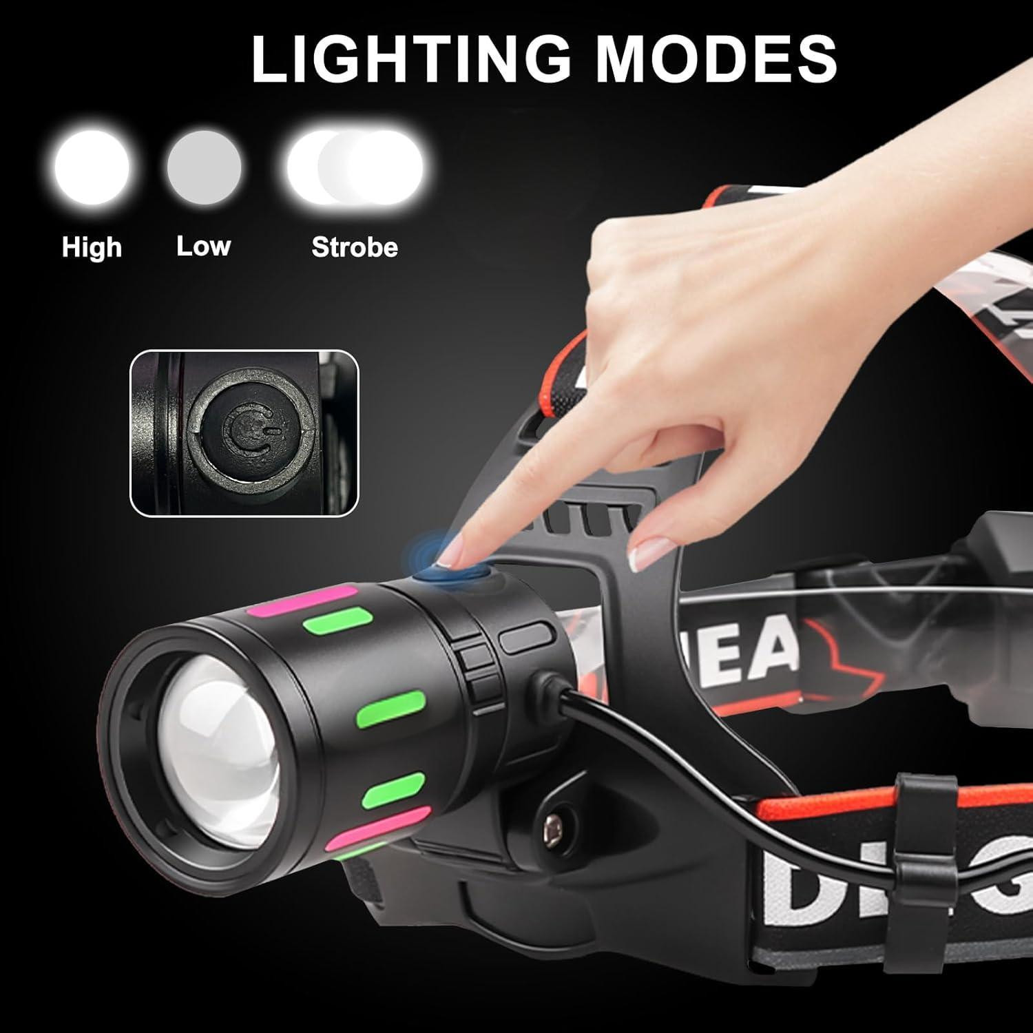 Rechargeable 990000LM LED Headlamp Headlight Zoomable Head Torch Lamp Flashlight