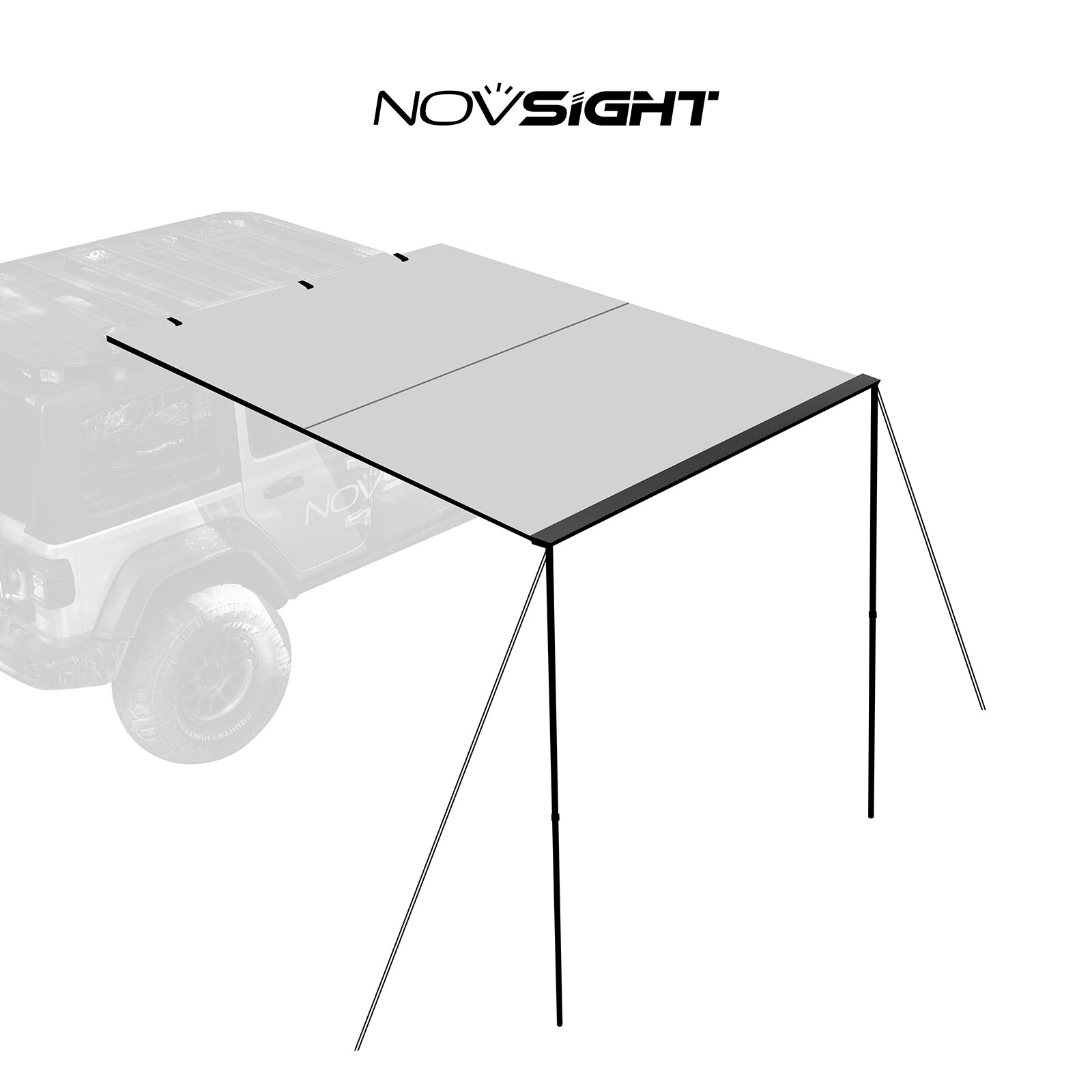 5.2X8.2′ NOVSIGHT Car Side Awning SUV Rooftop Tent Sunshade for Outdoor Camping