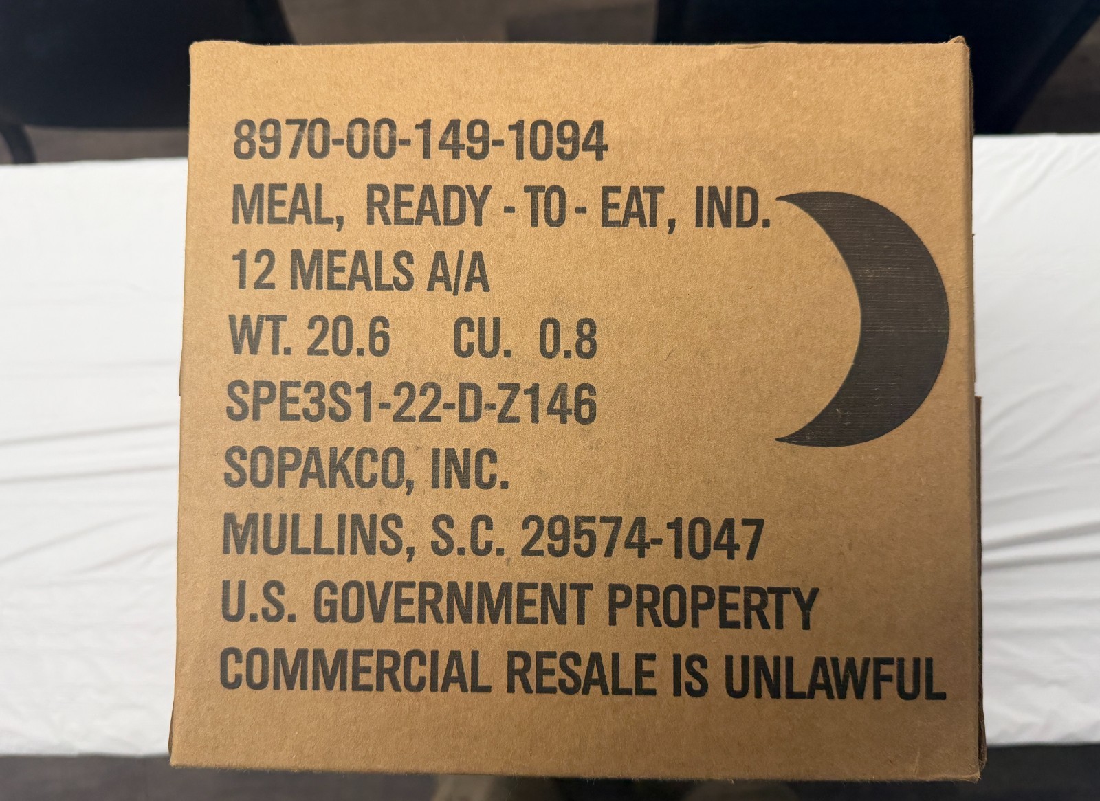 MRE U.S. Military Ready to Eat Meals INSP 08/25 CASE A MENUS 1-12