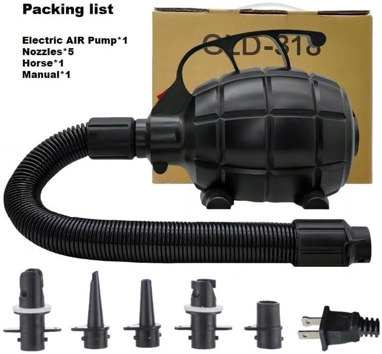 Electric Air Pump for Inflatables, Quick Fill Inflator/Deflator, 5 Nozzles,110-1
