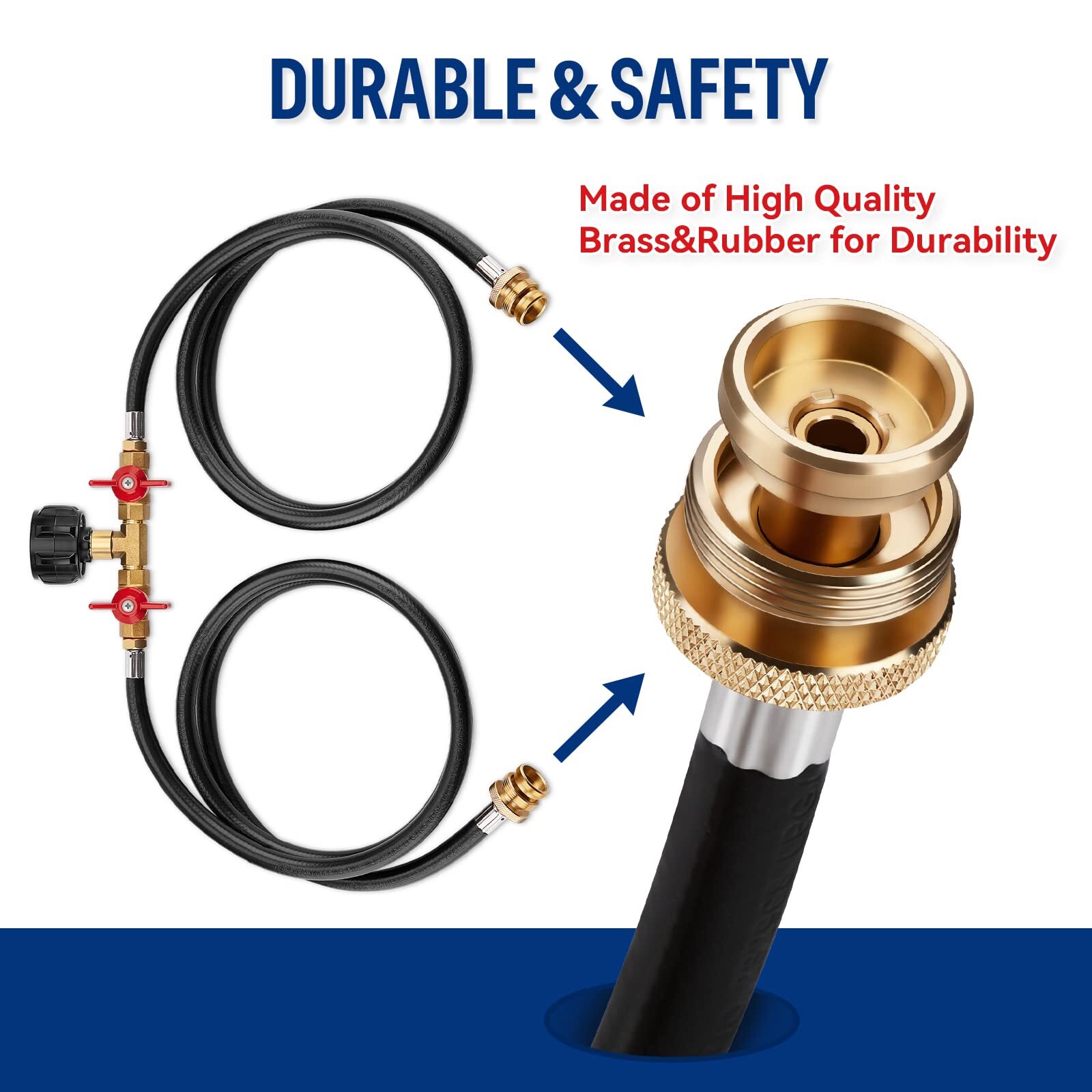 5 Feet 2 Ways Y Splitter CGA Propane Converter Adapter Hose for QCC1 20lbs Tank