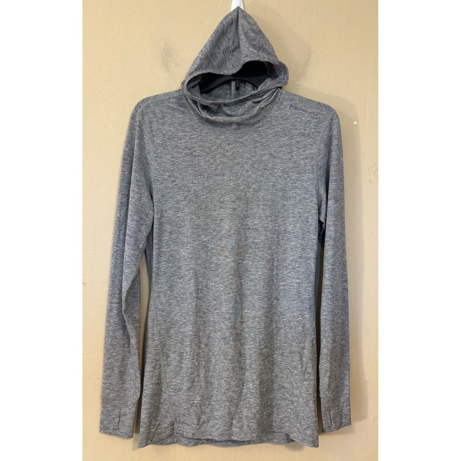 Burton ak Dry Ride Hoodie Base Layer Top Women M Wool Blend Thumbhole 13198100