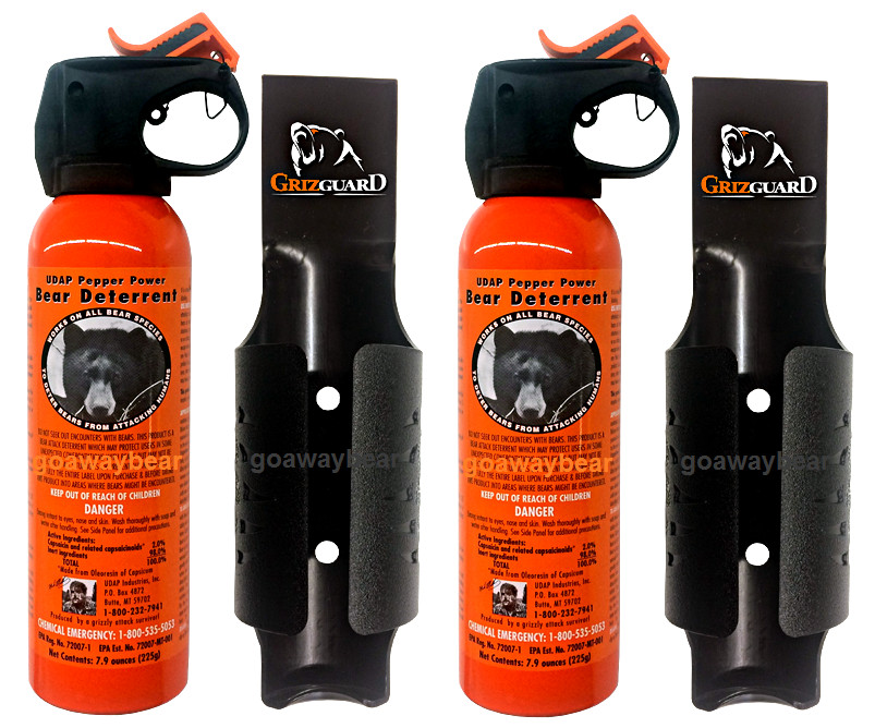 UDAP 12VHP Pepper Power Bear Spray (2 PACK) Repellent w/NEW Griz Guard Holster