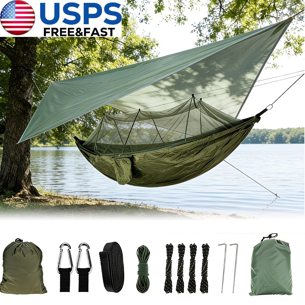 Camping Hammock With Mosquito Net / Under Quilt Blanket/ Rainfly Cover Tarp Fall