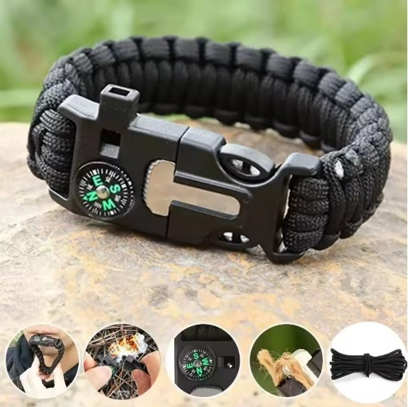 Compass Bracelet With Flint Seven Core Paracord Bracelet Inginiter Outdoor Tool