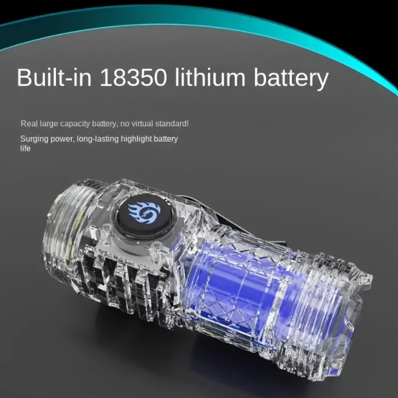 1pc Super Bright Mini LED Flashlight Rechargeable 5 Modes Camping TravelKit