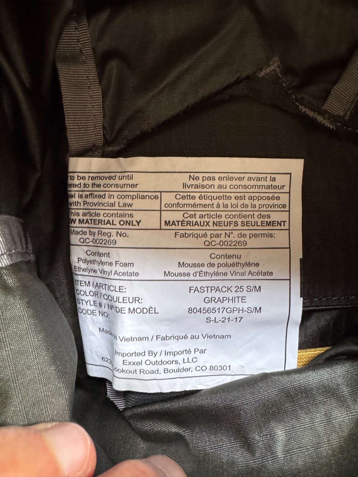 Ultimate Direction Fastpack 25 S/M Running Vest Backpack Dk Gray