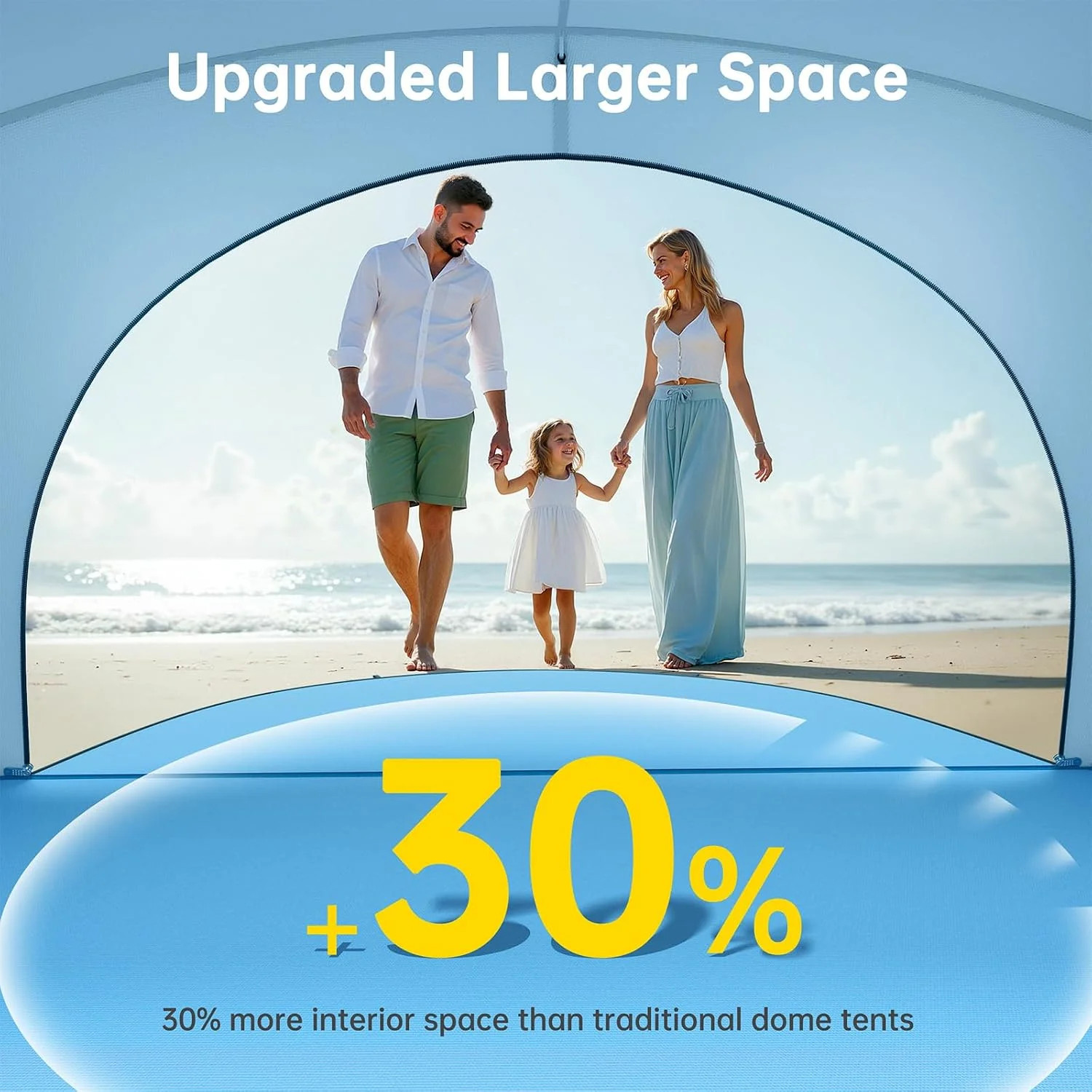 Beach Tent Sun Shelter Shade UPF50 for Sand Camping Fishing, 1-3 Person, Blue
