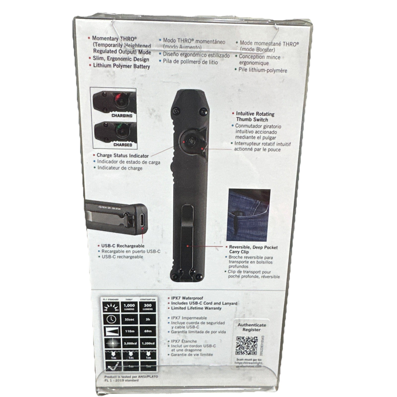 Streamlight 88811 Rechargeable “Wedge” Pocket Light, 1,000 Lumens, Coyote