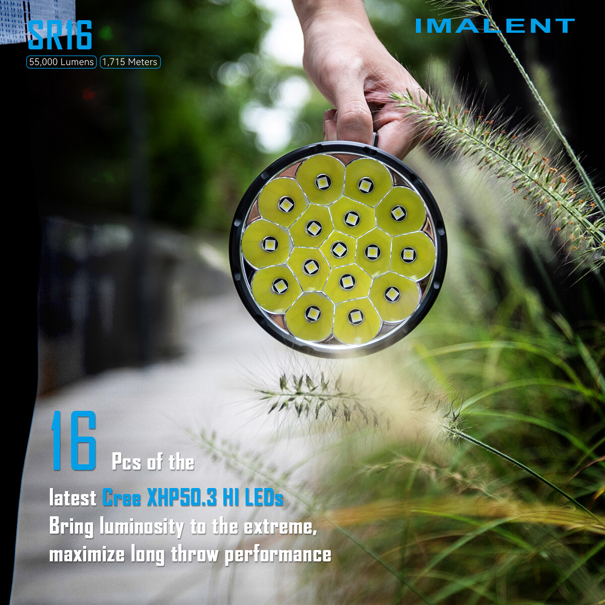 Imalent SR16 Flashlight 55000 Lumens USB Rechargeable LED Spotlight Searchlight