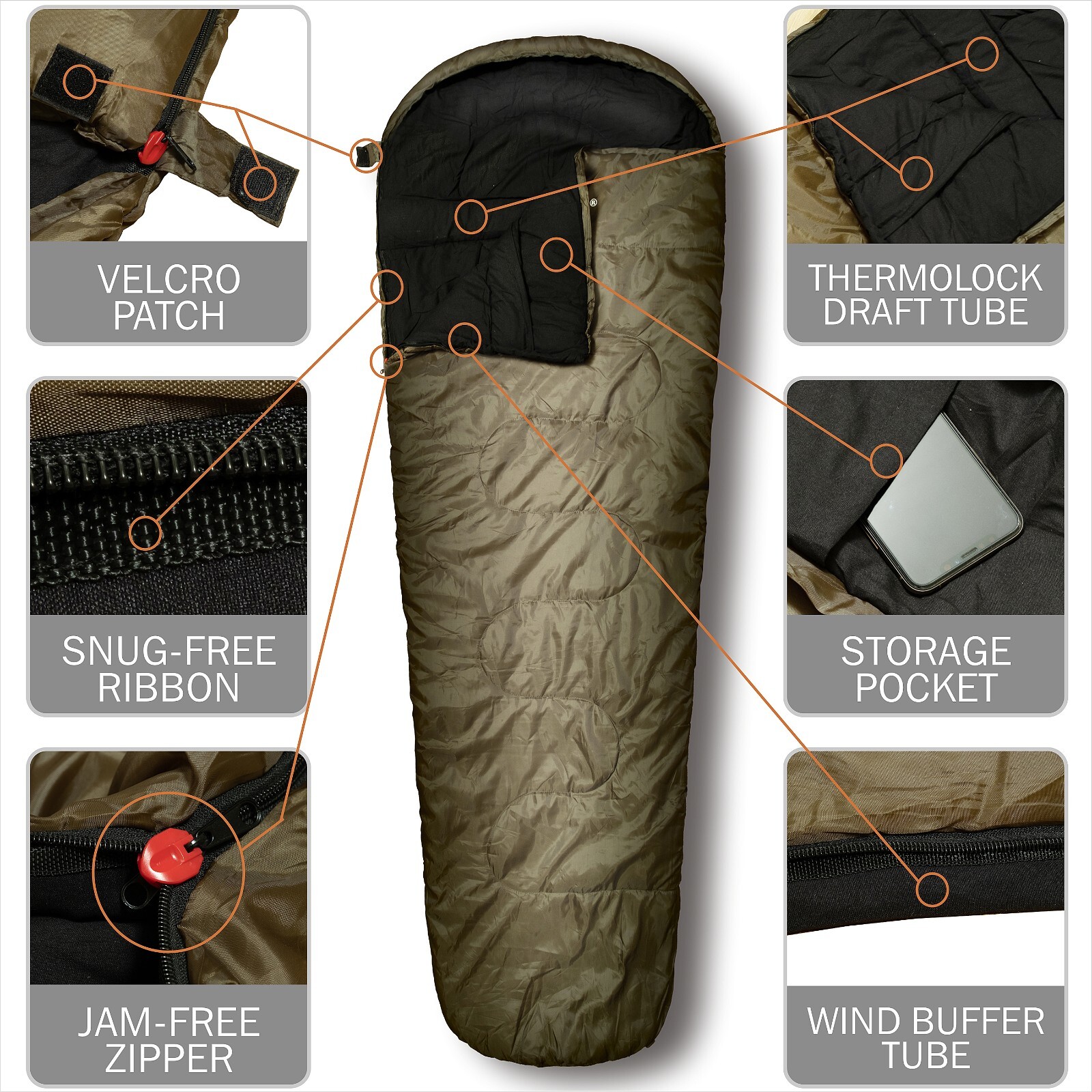 0 Degree Cold Weather Winter Sleeping Bags for Adults Big & Tall – Mummy w. Sack