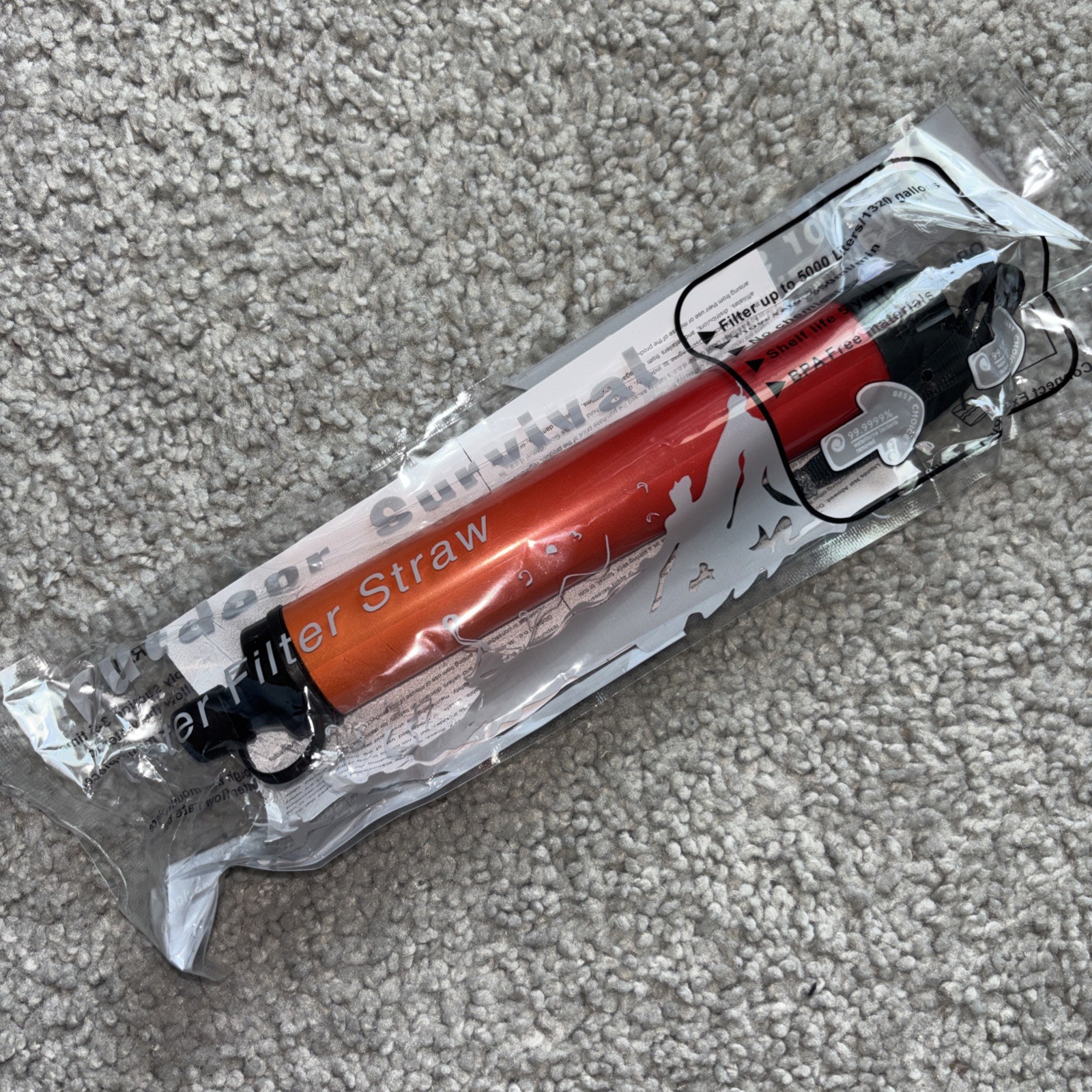 Emergency Survival Water Straw Brand New Still In Package