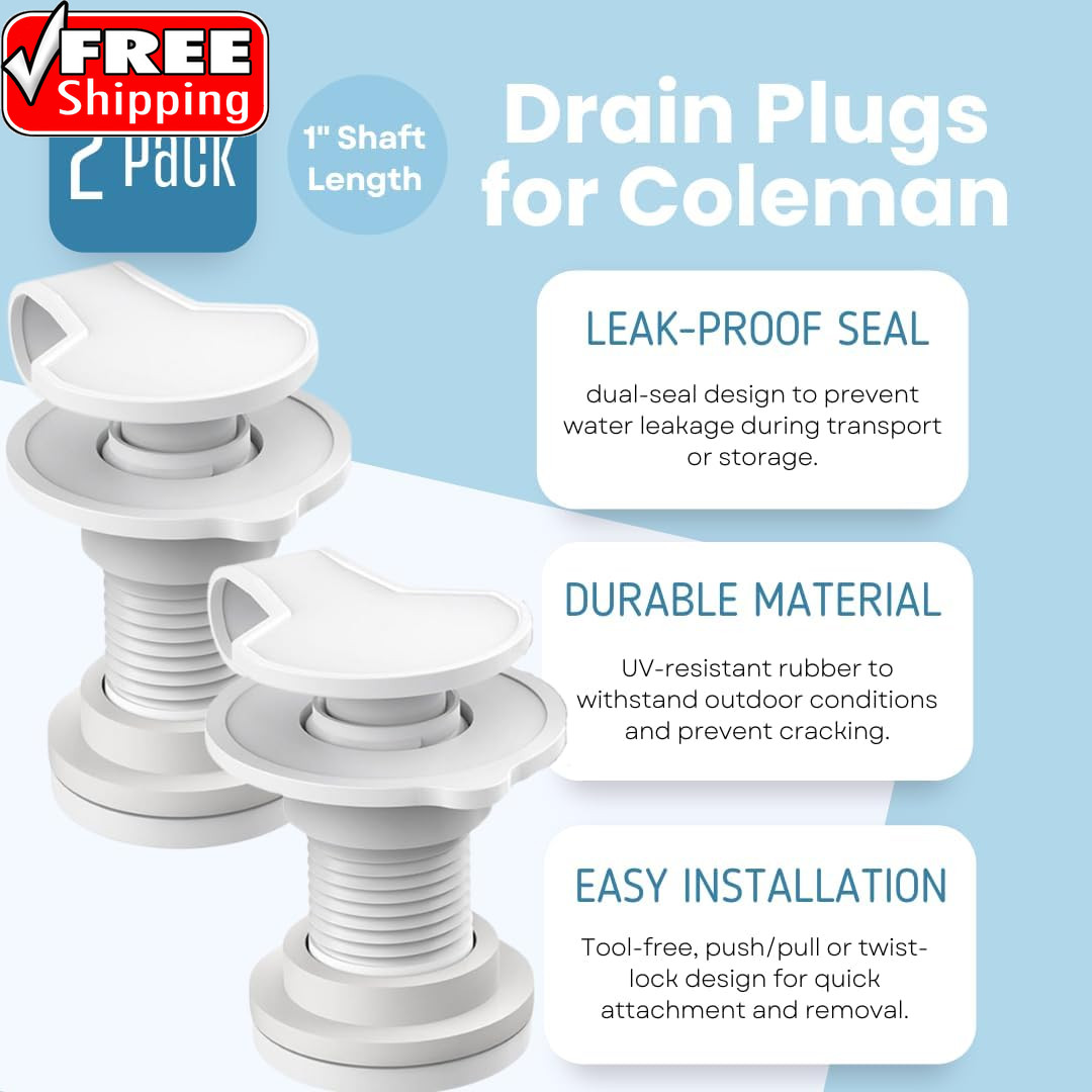 2 Pack 1″ Cooler Drain Plug Replacement for Coleman Coolers-1 Inch Shaft Length