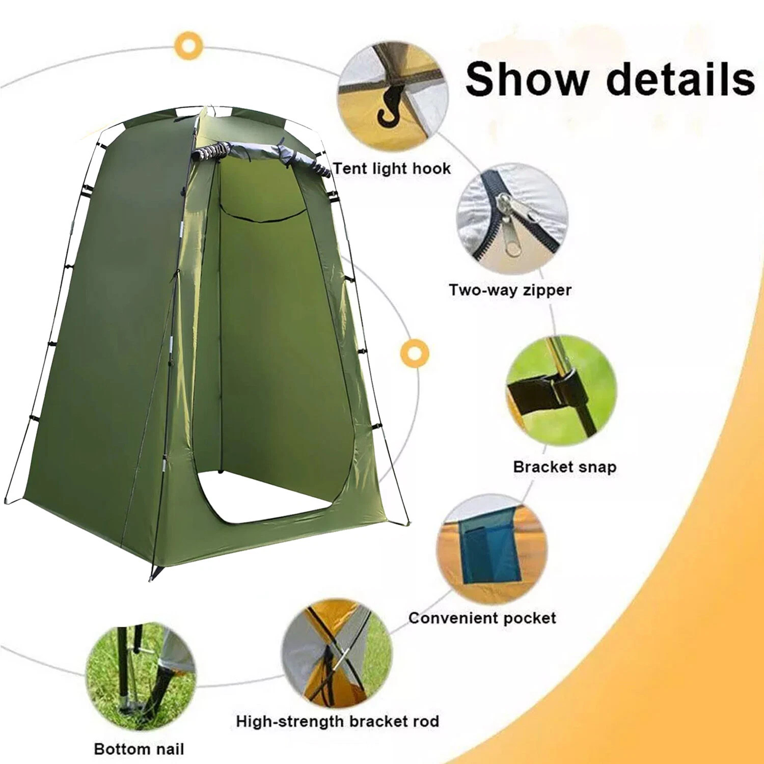 Portable Toilet Kit Adults, Pop Up Privacy Tent, X Large Camping Folding Toilet,