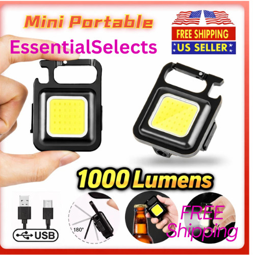 1000 Lumens Mini COB Flashlights Bright Rechargeable Keychain Small Flashlight