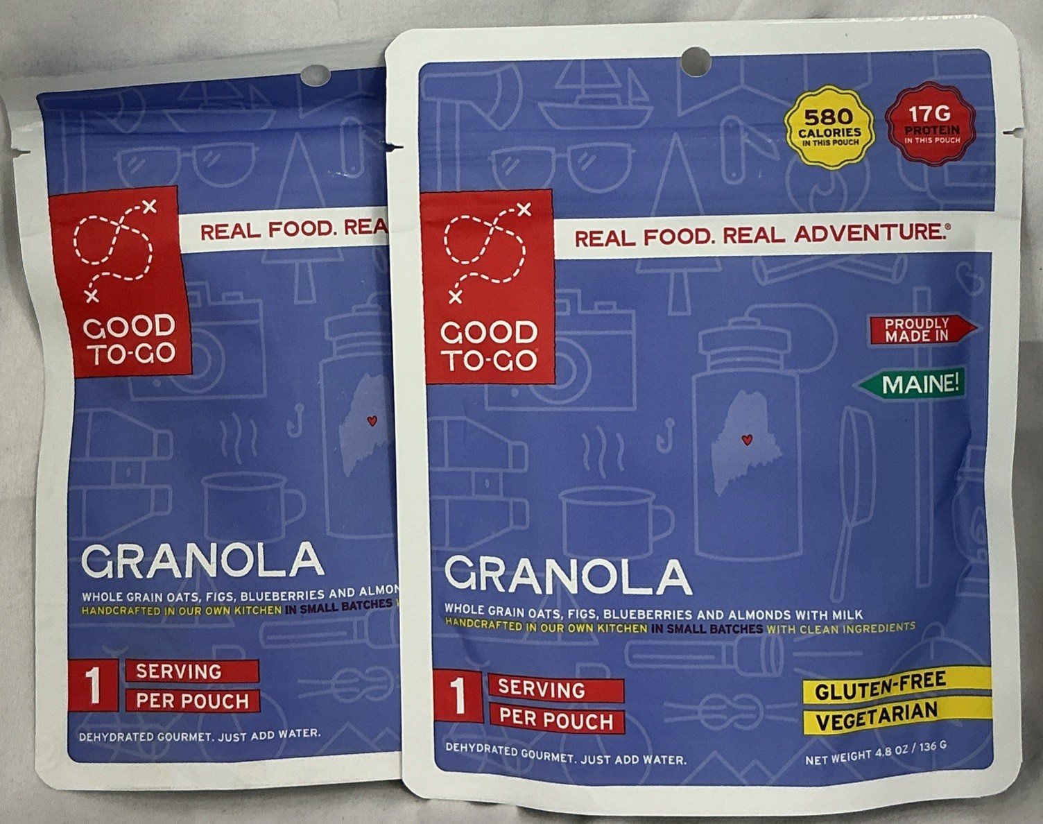 2 Good To-Go Dehydrated Gourmet Meals 17 g Protein Granola Mix Gluten Free