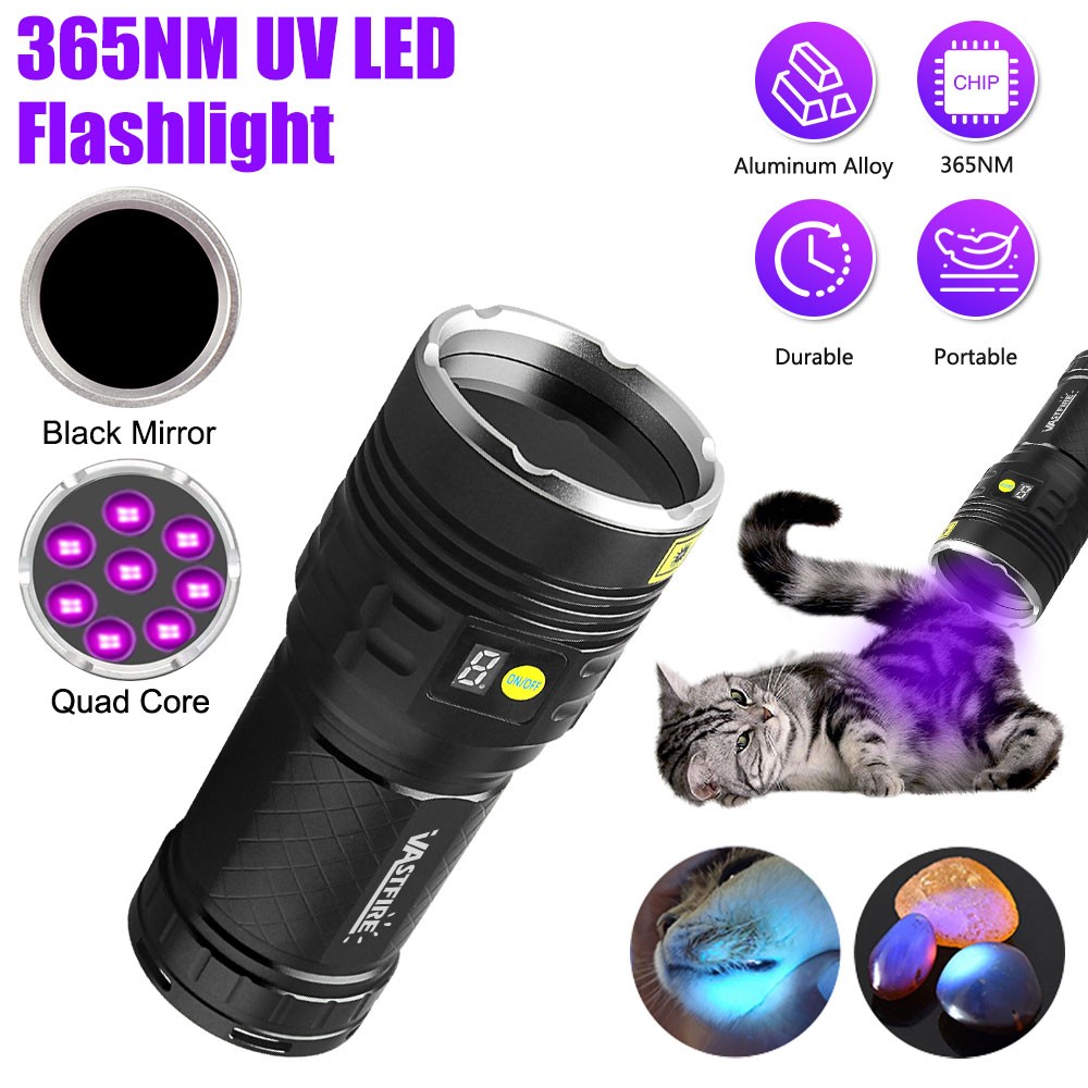 160W 365nm UV LED Flashlight Light Ultraviolet BlackLight Torch USB Charging USA