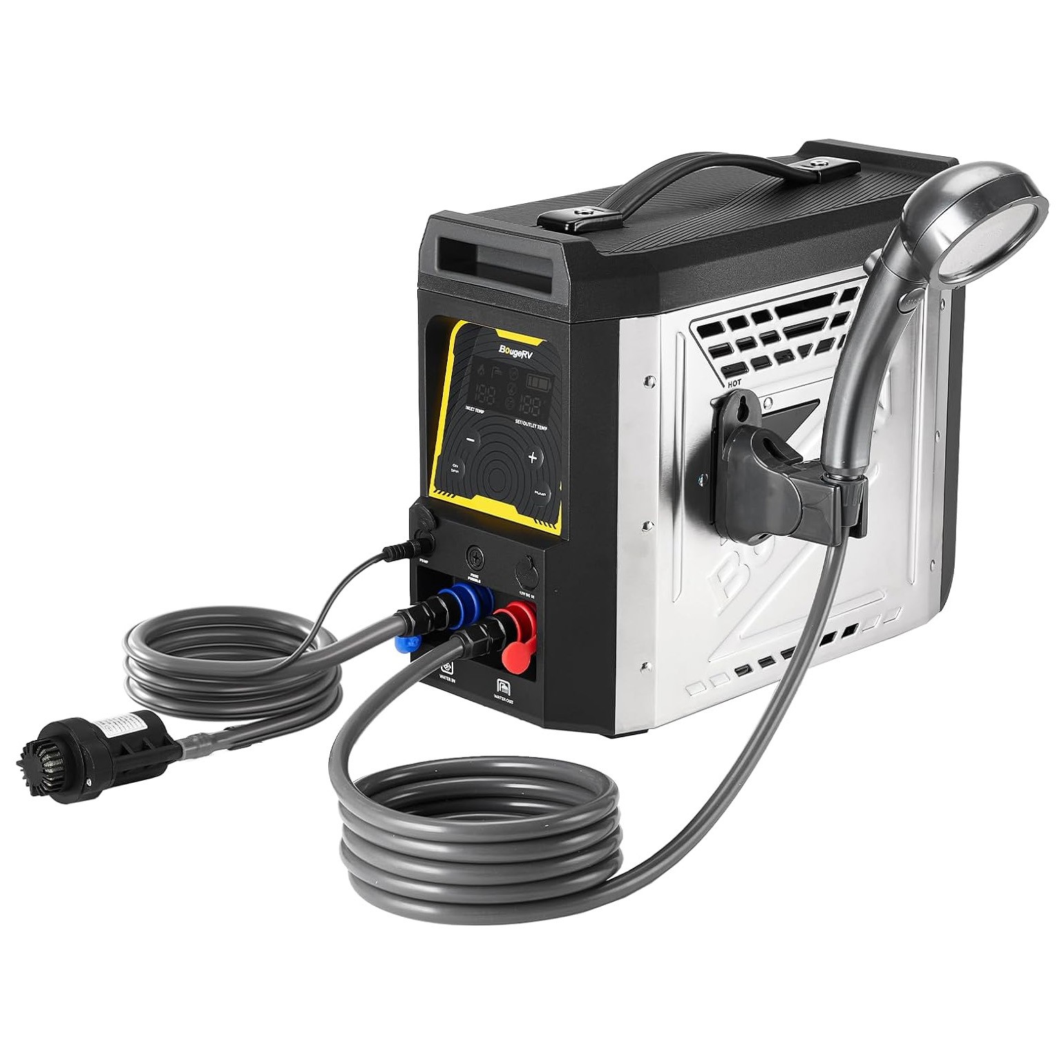 BougeRV Upgraded Portable Propane Water Heater w/Built-in Battery for Showering