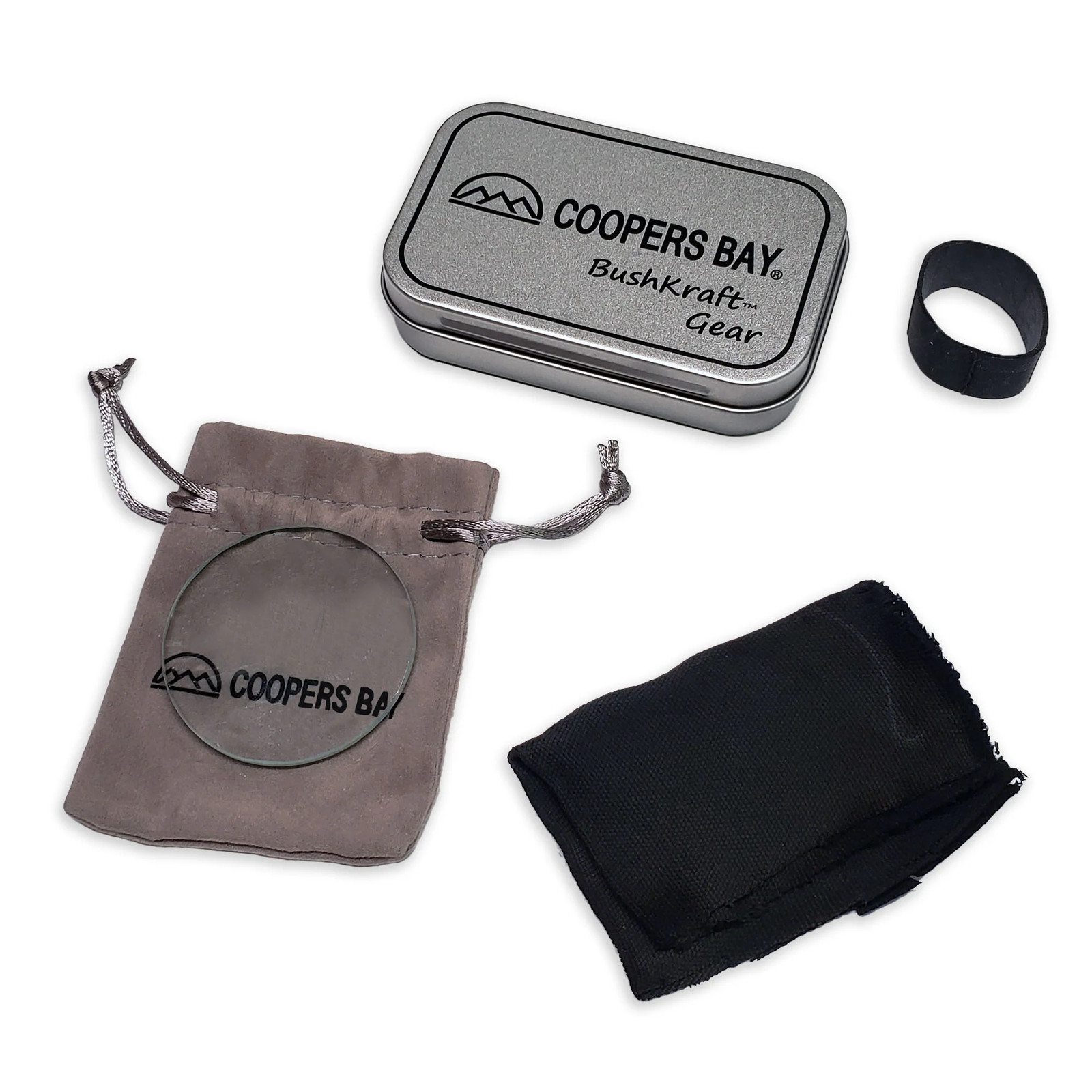Lens Burning Fire Starter Kit – Includes Glass Magnifying Lens, Char Cloth & Tin