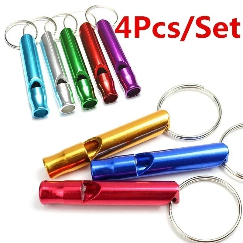 4PCS Aluminum Emergency Whistle Keychain Loud Survival Camping Safety