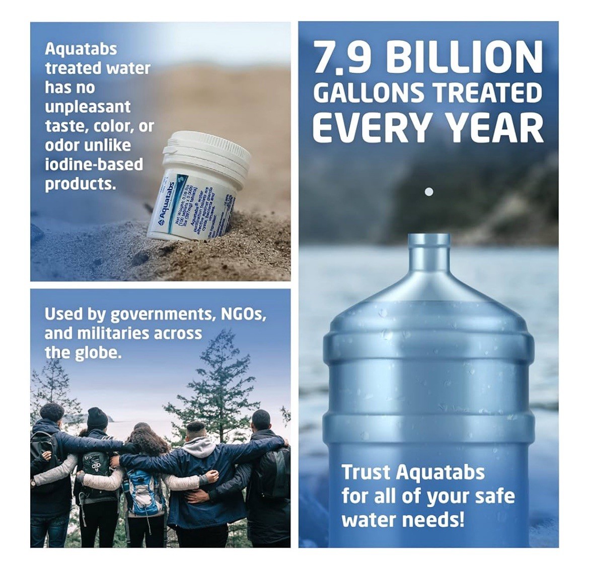 Aquatabs 397mg Water Purification Tablets (100 Pack). Survival Camping Overland
