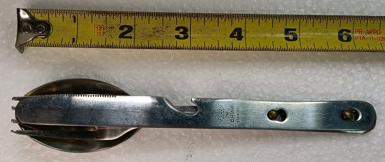 Vintage 1, 3 Piece Stainless Steel Camping Utensil Set, No Sheath From China