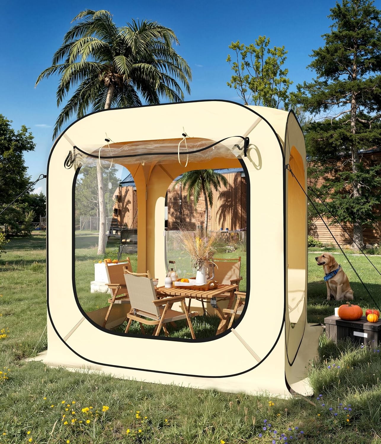 6 x 6 FT Pop Up Gazebo Tent Pop-Up Screen Canopy Sun Shelter Mosquito Netting