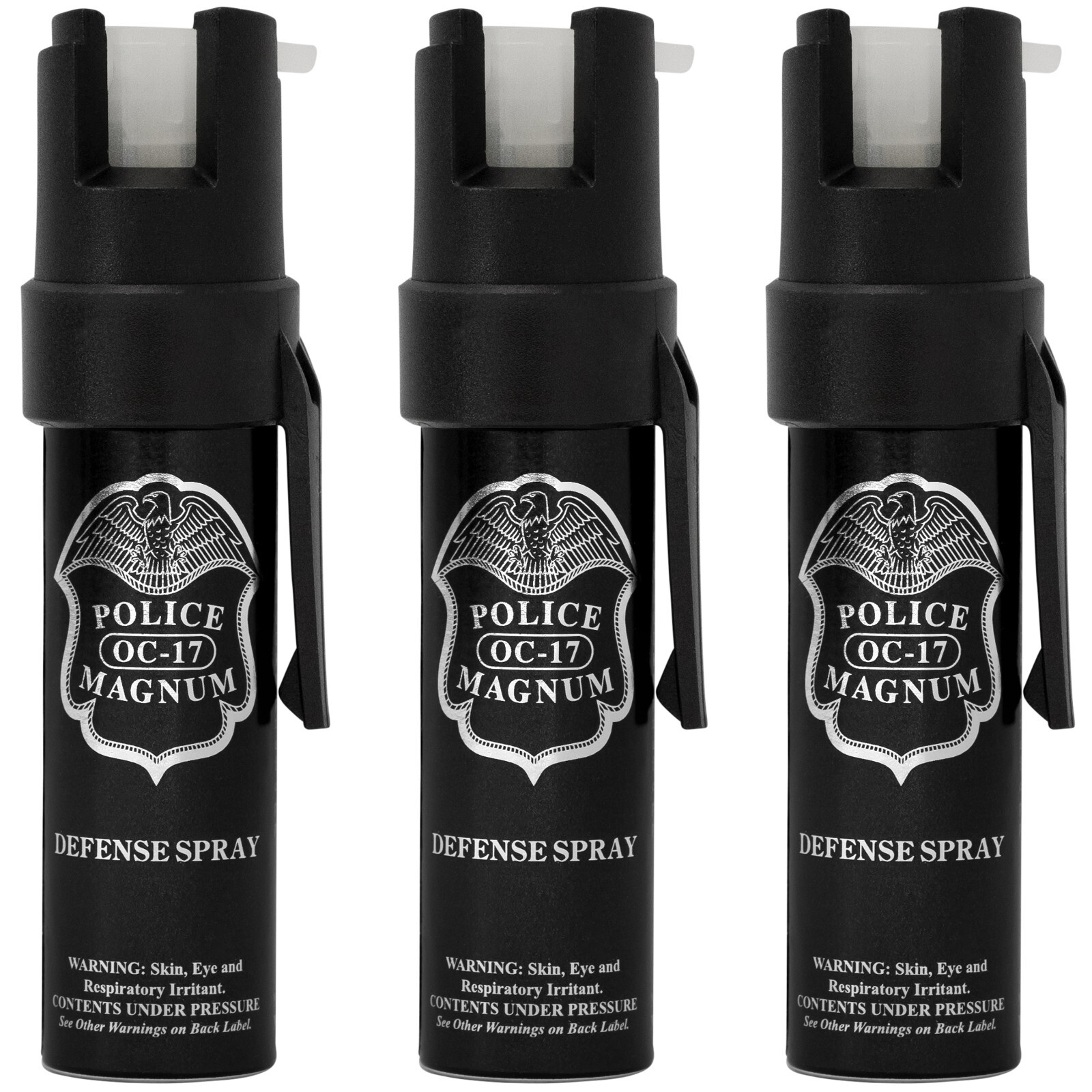 3 Police Magnum Glow In Dark Pepper Spray .75oz GID Pocket Clip Night Defense