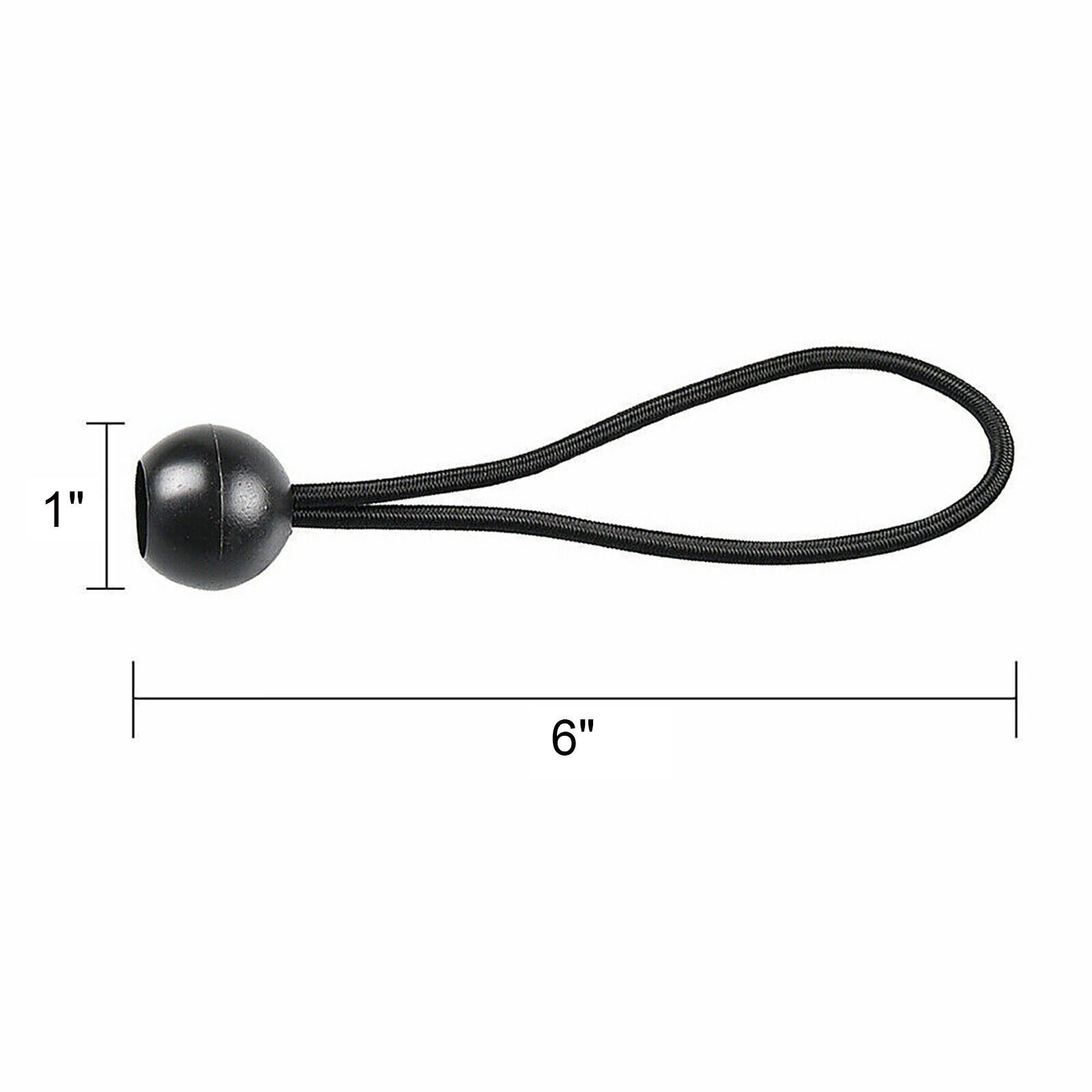 100 pcs 6″ / 9″ Black Ball Bungee Bungie Cord Heavy Duty Canopy Tarp Tie Downs
