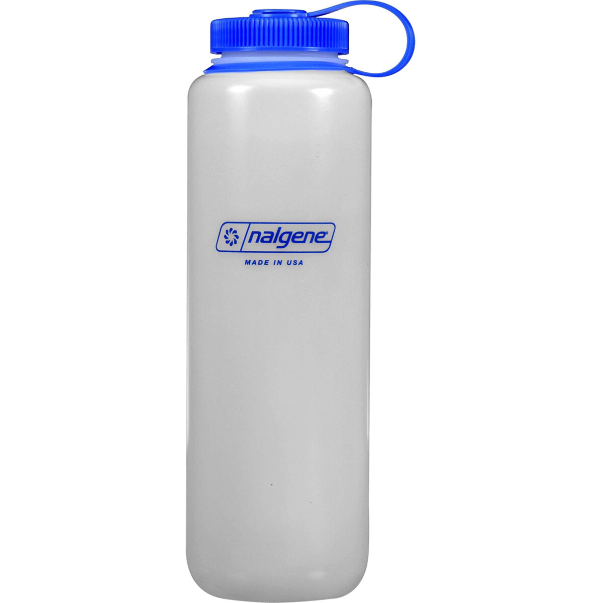 Nalgene Ultralite Wide Mouth Round Loop Top Water Bottle – 48 oz. – Clear/Blue