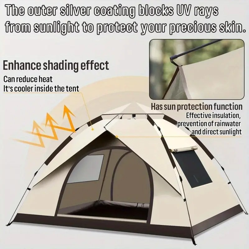 3-4 Person Pop Up Tents Waterproof Windproof Instant Tent for Camping Hiking